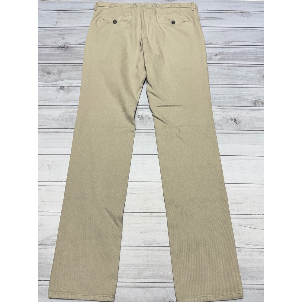 Boggi Milano Pants Men 52 (34x34) Beige Cotton Lyocell Italy Trousers Chinos
